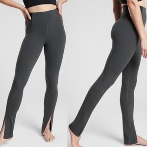 Athleta Army Green Front Slit Leggings- Medium EUC